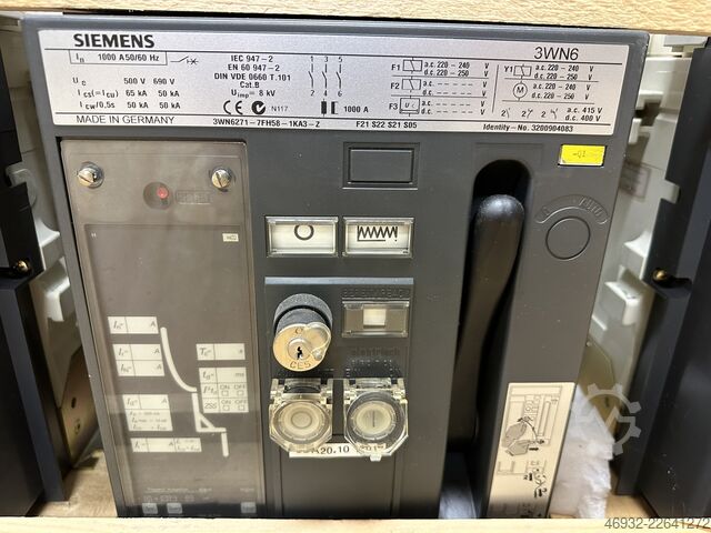 Disjoncteur à tiroir – 1 000 A Siemens 3WN6