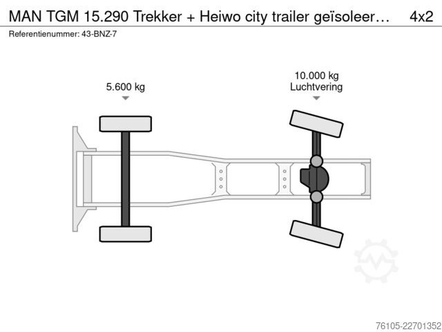 Estándar-SZM MAN TGM 15.290 Trekker + Heiwo city trailer geïsole...