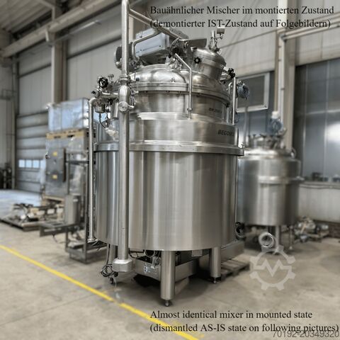 2911 liter heatable/coolable Becomix process vessel made of V4A with anchor agitator. Becomix 9588