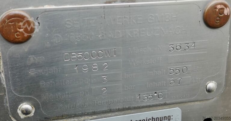 550 Liter beheizbarer/kühlbarer Druckbehälter, Aisi 316 mit Flügelrührwerk Seitz 9571