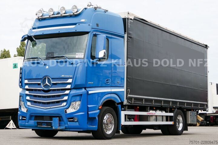 Flatbed truck with tarp MERCEDES-BENZ Actros 1863 Pritsche Plane Retarder LBW Euro 6