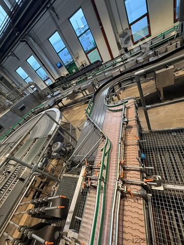 Γραμμή εμφιάλωσης γυάλινων φιαλών μίας χρήσης από Krones, KHS Meypack, Kisters, Logopack (1999) Krones, KHS Abfülllinie für Glasflaschen (Einweg)