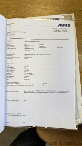 2x 16.240 mm / 5 t + Stahlkonstruktion Abus Overhead crane
