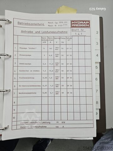 유압 프레스 HYDRAP HPDB 400