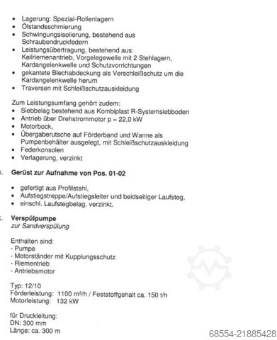 Zandafscheidings-/spoelinstallatie Wolff Aufbereitungssysteme V24/60/I KR