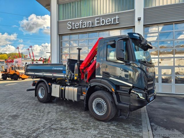 Three-sided tipper truck IVECO AD200X46/P HR OFF Palfinger PK 12.501 Funk AHK