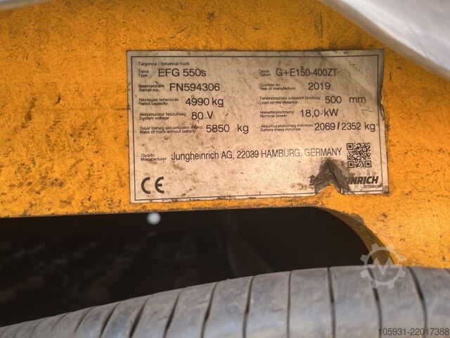 Carrello elevatore elettrico a 4 ruote Jungheinrich EFG550