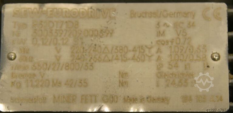 기어드 모터 0.12 kW 27 rpm SEW EURODRIVE R32DT71D8