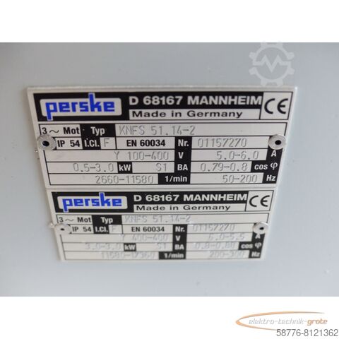 เปอร์สกี้ มอเตอร์ Perske KNFS 51.14-2 Hochtouriger Bearbeitungsmotor SN ! -