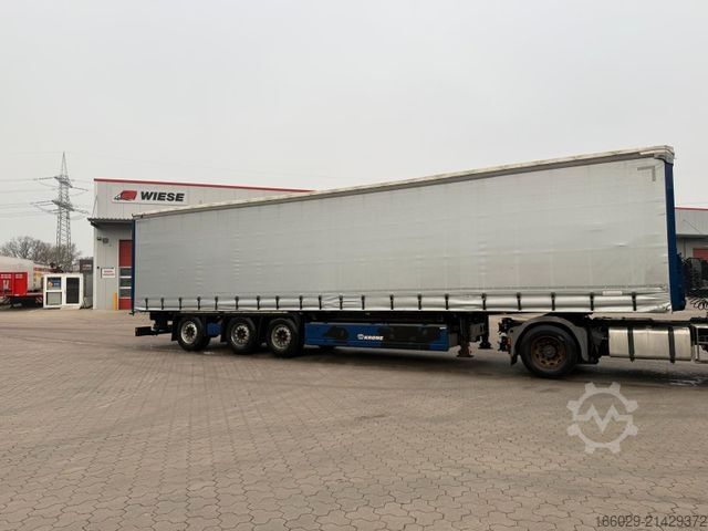 Open semitrailer with tarp KRONE Planenauflieger mit Staplerhalterung
