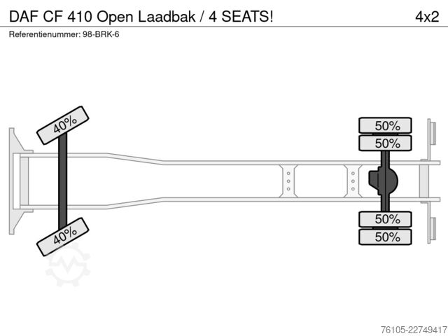 Plateau de chargement DAF CF 410 Open Laadbak / 4 SEATS!
