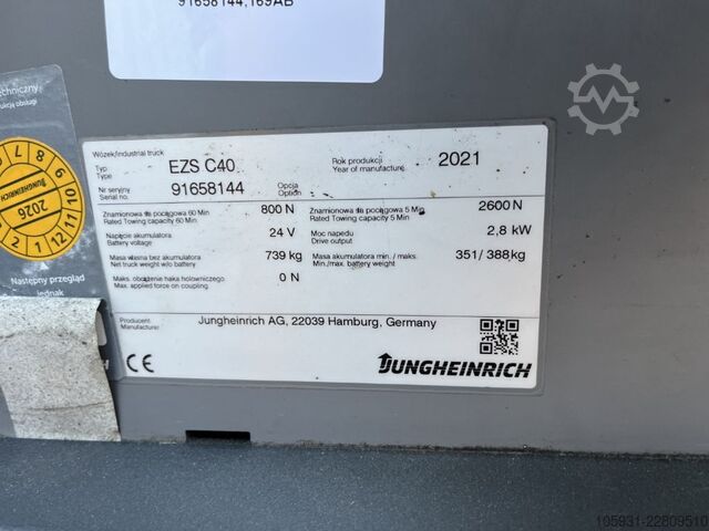 견인 트랙터 Jungheinrich EZSC40