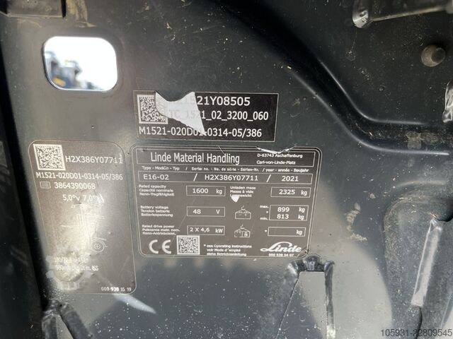 전동 3륜 지게차 Linde E16-02