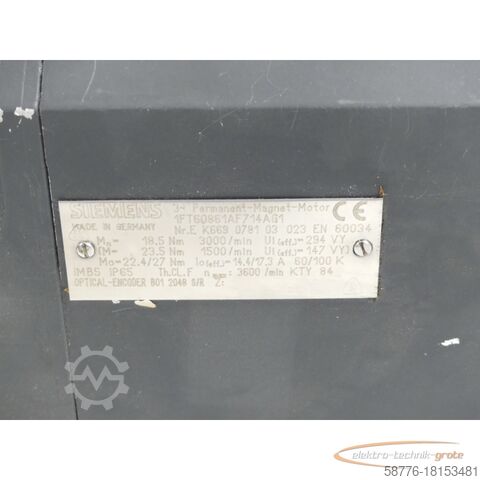 Siemens motor Siemens 1FT6086-1AF71-4AG1 Synchronservomotor SN:EK669078103023
