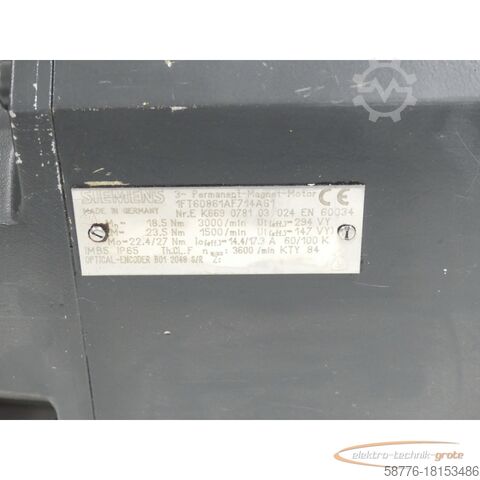 Motor Siemens Siemens 1FT6086-1AF71-4AG1 Synchronservomotor SN:EK669078103024