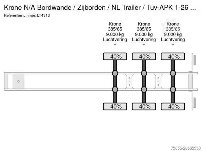 Curtain sided Krone N/A Bordwande / Zijborden / NL Trailer / Tuv-A...