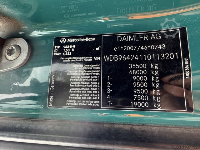 ডাম্প ট্রাক Mercedes-Benz Arocs 3251 8X4 Haken mit Kran HMF 2620 K5