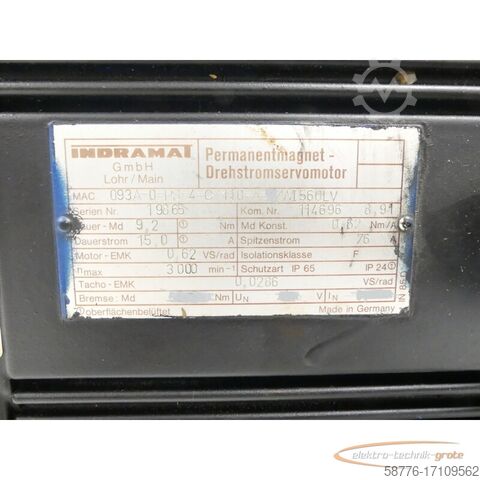 Motor Indramat Indramat MAC093A-0-PS-4-C/110-A-0/WI560LV SN:19865