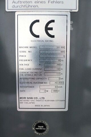 Horisontalt bearbejdningscenter MORI SEIKI SH 400