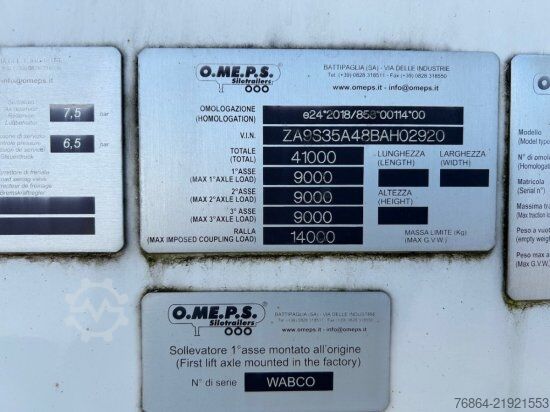 Semirremolque silo  O.M.E.P.S CM35, SILOAUFLIEGER, SAUG-DRUCK,  ALUFELGEN, LIFTACHSE