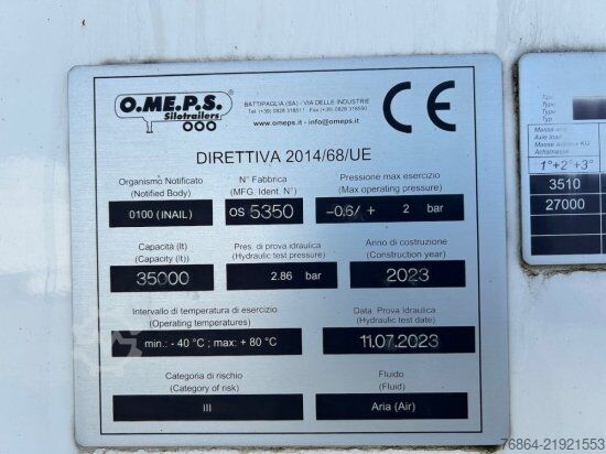 Semirremolque silo  O.M.E.P.S CM35, SILOAUFLIEGER, SAUG-DRUCK,  ALUFELGEN, LIFTACHSE