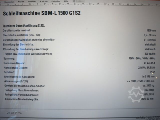 Schuur- en borstelinstallatie LISSMAC SBM –L 1500 G1S2 + SBM –M
