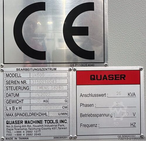 5-akset universelt bearbejdningscenter QUASER UX 500 C