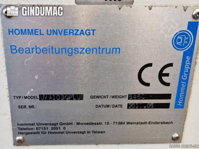 Pionowe centrum obróbkowe HOMMEL UNVERZAGT UVA 1030 PLUS