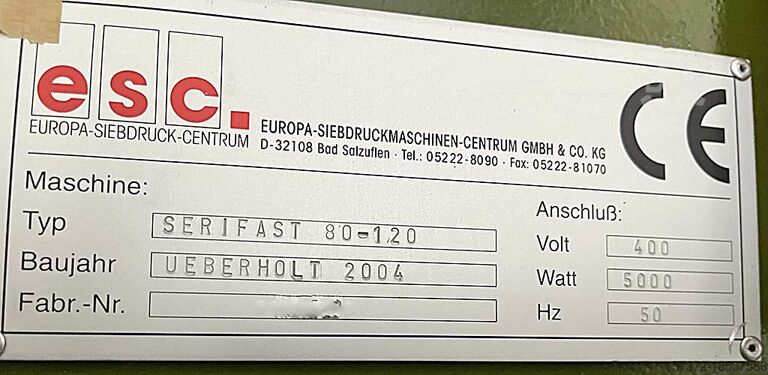 MAŠINA ZA ŠTAMPANJE EKRANA Europa-Siebdruckmaschinen-Centrum Serifast 80-120