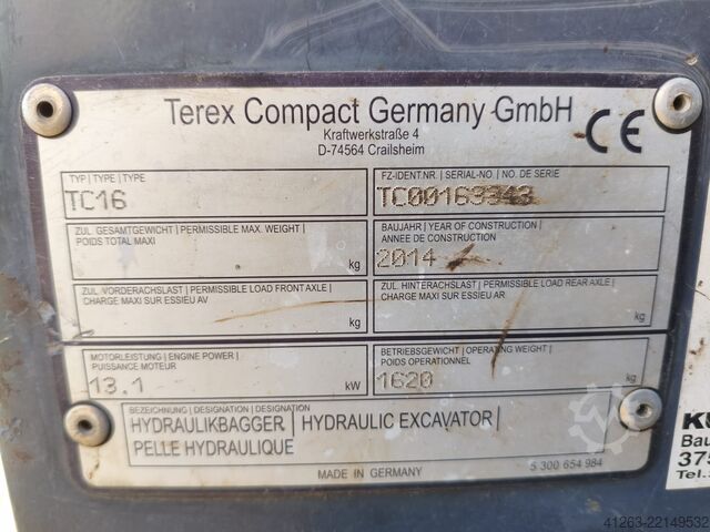 Mini bager Terex TC 16