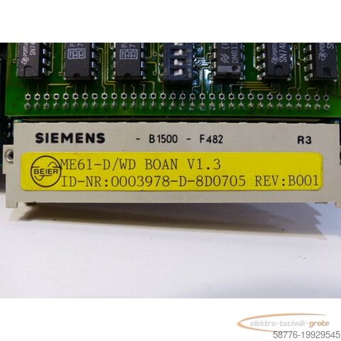 Siemens komponent Siemens ME61-D / WD BOAN V1.3 IdNr 0003978-D-8D0705 REV B001