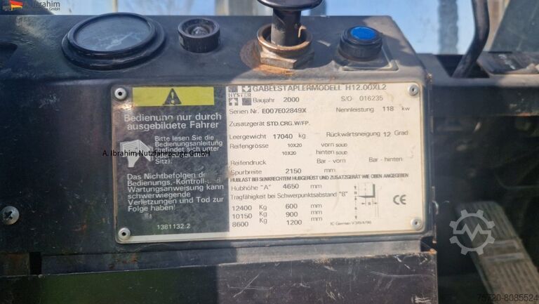 Front loader forklift Hyster H 12.00 XL2 12t Stapler Hubkraft | Top Zustand