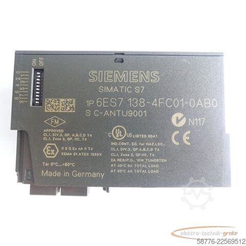 요소 Siemens Simatic 6ES7138-4FC01-0AB0 PROFIsafe SN: C-ANTU9001 E-Stand: 2 -neu -