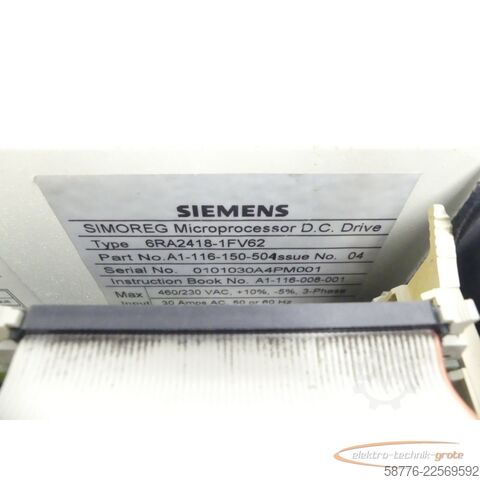 উপাদান Siemens SIMOREG 6RA2418-1FV62 K - Stromrichtergerät SN: 0101030A4PM001