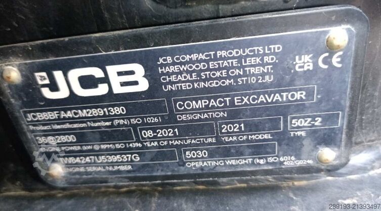 迷你挖掘机 JCB 50 Z2 Diesel 5t + 3 Löffel