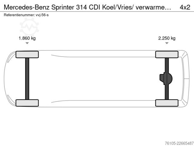 šaldytuvas furgonas Mercedes-Benz Sprinter 314 CDI Koel/Vries/ verwarmen 220 volt...
