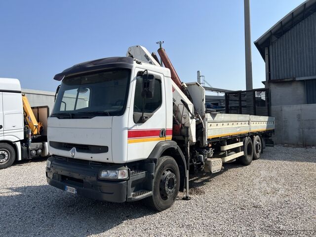 Lkw mit Festaufbau, Rampe und Kran Renault Premium 300