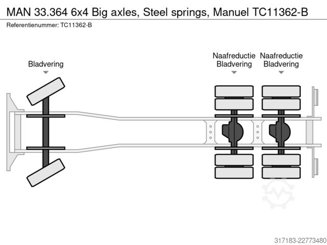 Fahrgestell mit Fahrerhaus MAN 33.364 6x4 Big axles, Steel springs, Manuel