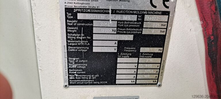 Injection molding machine BATTENFELD HM300/1300