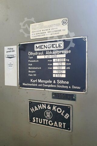 Prensa dobradeira Mengele E 40-1000