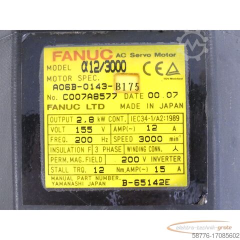 Control unit Fanuc A06B-0143-B175 AC Servo Motor SN:C007AB577