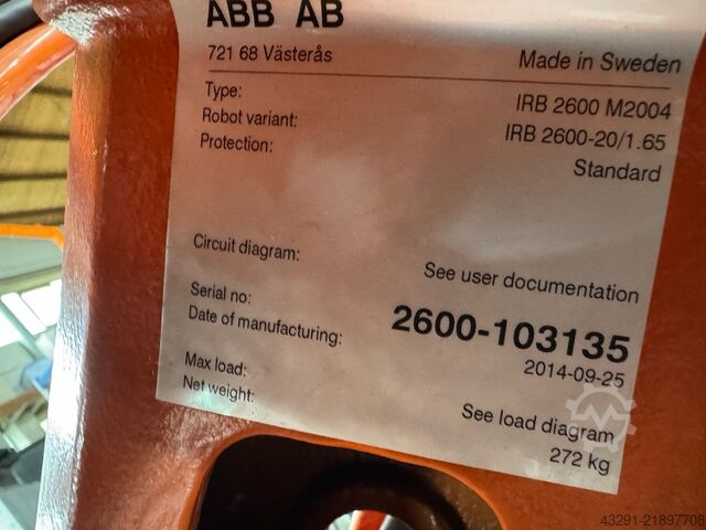 産業用ロボット ABB Robotics IRB 2600 20/1.65 IRC5 M2004 nur Mechani