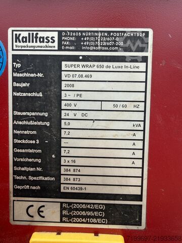 Equipamento de encolhimento KALLFASS Super Wrap 650 de Luxe In-Line