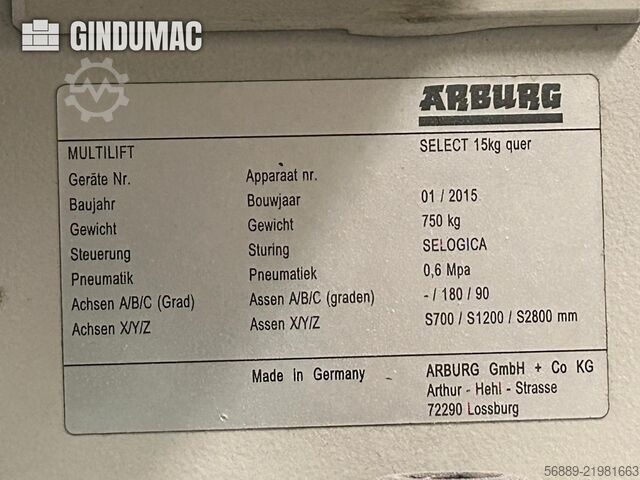 Arburg Multilift Select transversal de 15 kg Arburg Multilift Select 15kg quer