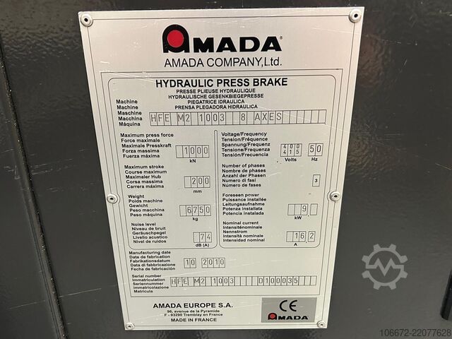 Prensa plegadora AMADA PROMECAM HFE MK II 8 AXIS