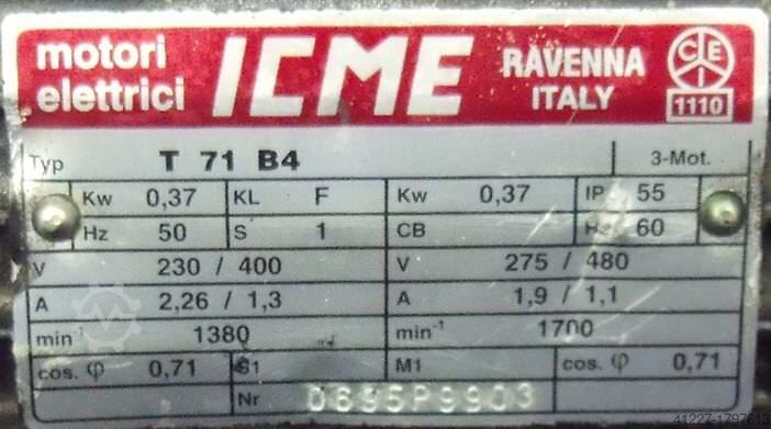 Motor me reduktor 0,37 kW 98 rrotullime/minutë ICME T71B4