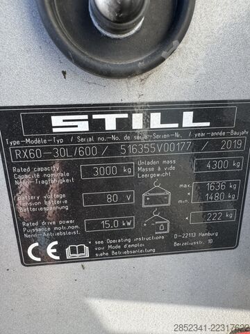šakinis krautuvas STILL RX60-30L mit lediglich 944 Stunden