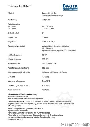 Lintsaag Sägemaschinenfabrik Bauer GmbH SA 320 ZA