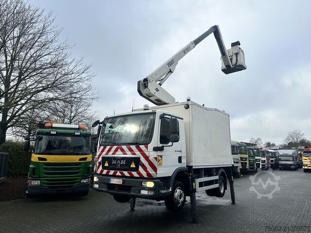 Piattaforma aerea montata su camion MAN TGL 12.180 Koffer mit Ruthmann Versalift 14.90m