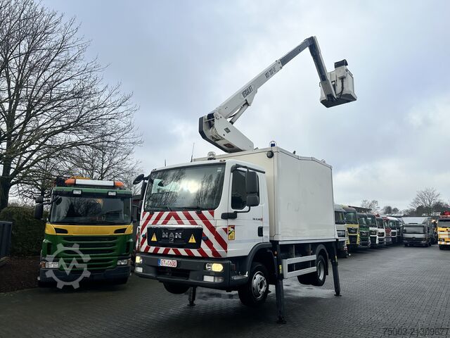 Autocarro con cassone MAN TGL 12.180 Koffer mit Ruthmann Versalift 14.90m